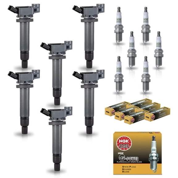 Set of 6 ISA Ignition Coils and 6 NGK Spark Plugs for 2002-2006 Toyota Camry 2001-2003 Sienna 1999-2003 Lexus RX300 Rx400h 3.0L Replacement for UF267 7092