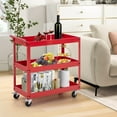 thumbnail image 4 of Costway Chariot Utilitaire à 3 Niveaux Chariot de Service de Rangement en Métal Capacité de 330 Lb Rouge, 4 of 10