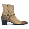 thumbnail image 2 of OSSTONE Dress Boots Chelsea Designer Boots for Men Zipper-up Leather Casual Heel Shoes JY002-Beige-Suede-Belt-7 Belt Suede Beige, 2 of 6