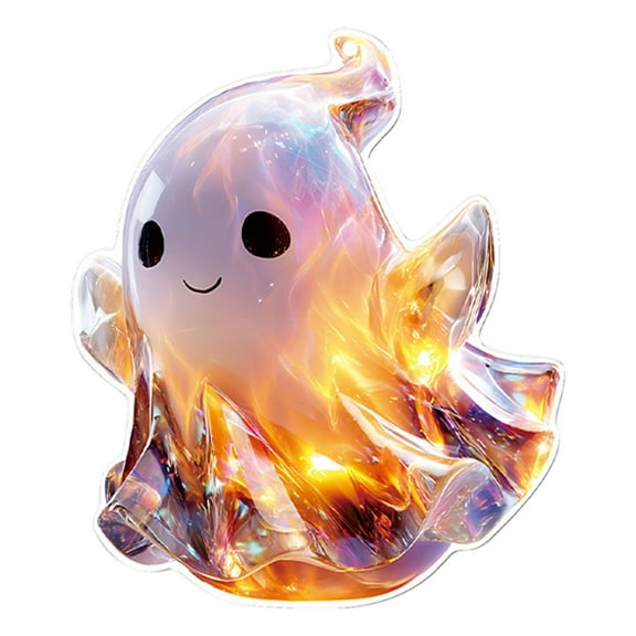 PPKVUFD 1 Pcs Halloween Hanging Ornaments for Tree Cute White Little Ghost Designs Halloween Spooky Acrylic Pendants Cartoon Ghost Hanging Ornaments Decorative for Holiday Party Craft Supplies