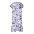 thumbnail image 4 of Women's Summer V Neck Short Sleeve Vintage Floral Print Dress Loose Fit Flowy A Line Beach Dress for Beach Vacations and Casual Daily Wear, 4 of 5