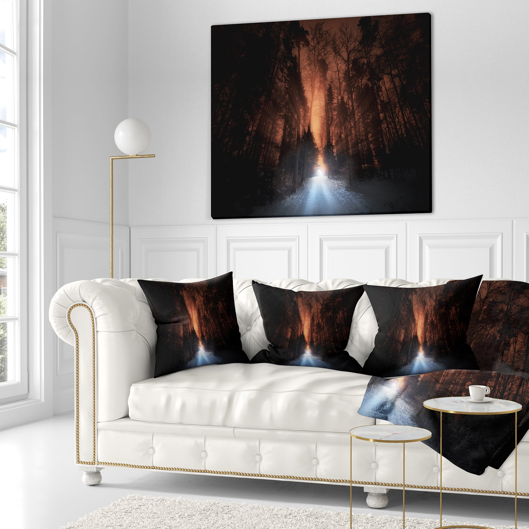 Designart Picturesque Autumn Forest - Forest Throw Pillow - 18x18