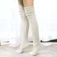 thumbnail image 2 of Nooxsoe Women's Thigh High Socks Over the Knee Cable Knit Boot Socks, Warm Long Stockings Leg Warmers for Winter Outfits White a, 2 of 4