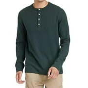 Goodfellow & Co Men Standard Long Sleeve Textured Henley Shirt Mountain Spruce S