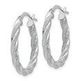 thumbnail image 2 of Real 14kt White Gold Twisted Textured Oval Hoop Earrings; for Adults and Teens; for Women and Men, 2 of 3