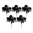 thumbnail image 2 of 5x Ramo de otoño para sala de estar, hojas artificiales para interior y exterior, longitud de 30 cm Rosa negro, 2 of 9