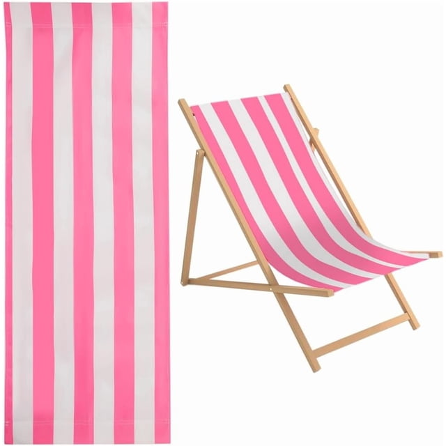 1 pieza de repuesto para silla de playa, silla de jardín, correas de tela Oxford de rayas rosa y blanco, 435 x 1165 mm, para patio exterior, plegable, tumbona de tela