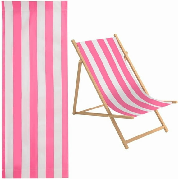1pcs Beach Sling Chair Replacement Lawn Chair Webbing Hot Pink and White Stripes Chair Ox