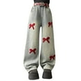 thumbnail image 2 of EnJoCho Girls Bow Jeans Wide Leg Baggy Denim Pants Cute High Waisted Trousers Casual Streetwear Loose Fit Fashion Teen Bottoms Kids Age 6 to 16 Years, 2 of 8