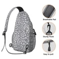 thumbnail image 3 of Sling Backpack,Gray Christmas Snowflake Pattern Sling Bag with Water Bottle Holder,Waterproof Sling Bag for Men/Women with Headphone Jack for Hiking,Travel, 3 of 6