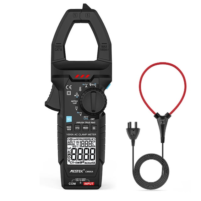 MESTEK MESTEK Pince Numérique Avancée avec Rétroéclairage LCD, Auto-Rangée, Détection NCV, et Pince Flexible iFlex (3000A) pour Tension/courant/fréquence/capacité/résistance/température