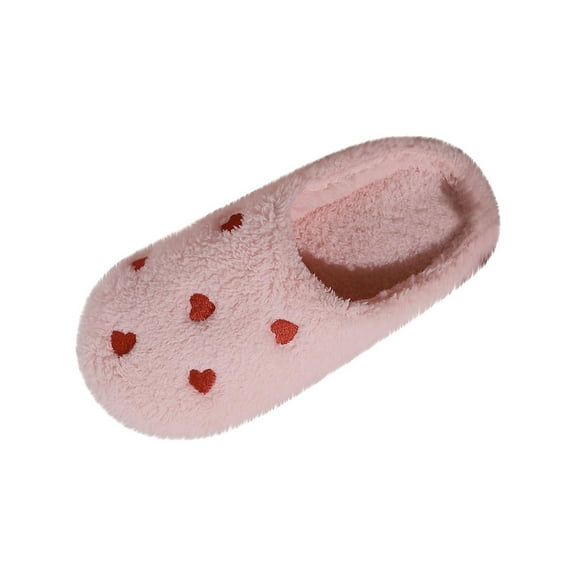Fesfesfes Womens Cozy Heart Slippers Plush House Shoes For Indoor Outdoor Wear Non Slip Sole Slip On Home Comfort Footwear Soft Warm Winter Slippers for Everyday(Pink,36(US:5.5))