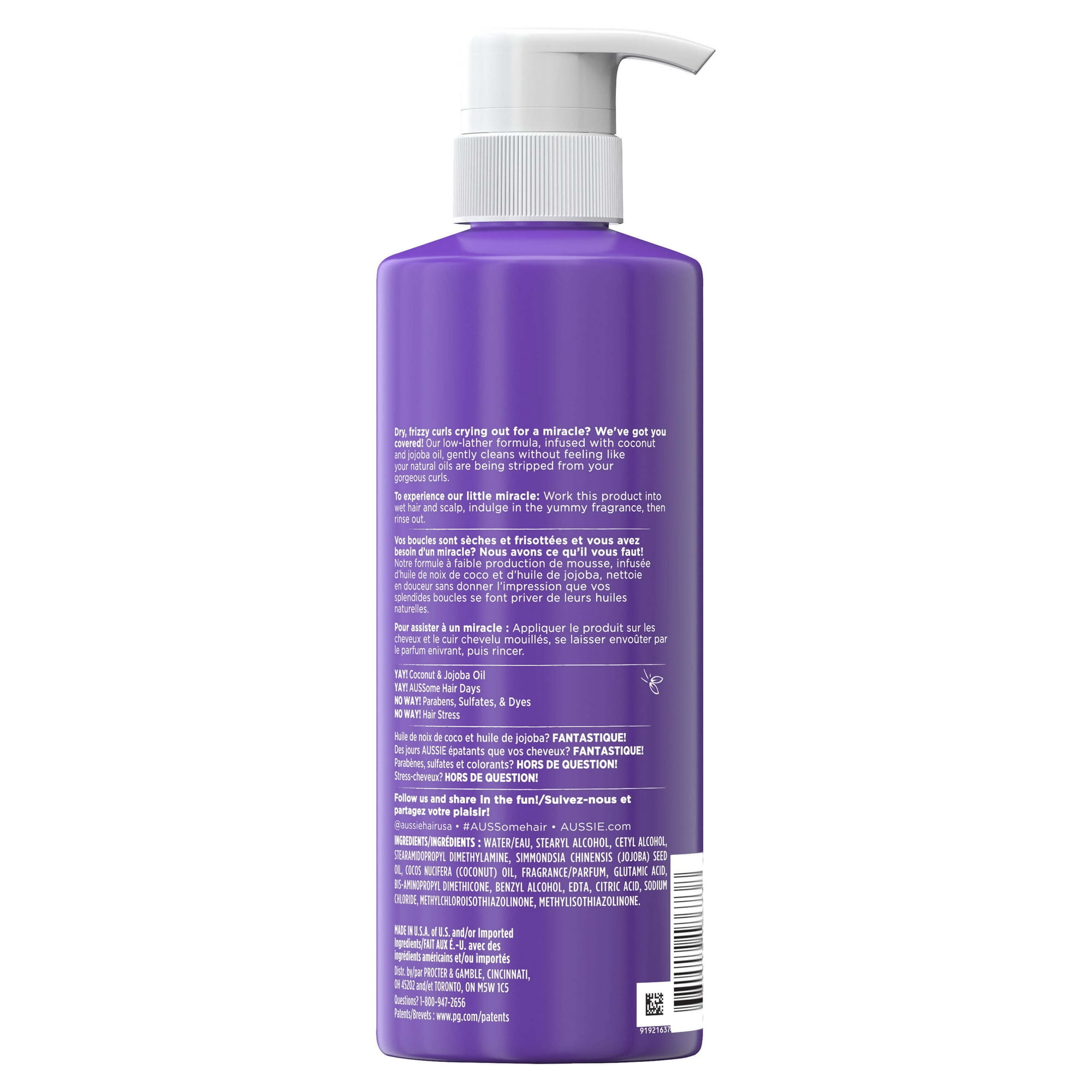 Aussie Miracle Curls Co Wash with Coconut, Jojoba Oil, 16.9 Oz