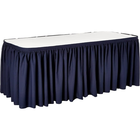 

ZCYH Linen Polyester Poplin Table Skirt for Rectangle Tables Pleat Fabric for Wedding Banquet Trade Show 17-Foot by 29-Inch Long with 10 L-Clips Emerald Green