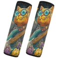 thumbnail image 2 of 2 Pcs Seat Belt Strap Covers Pad for Car Soft Flannel Car Seat Belt Shoulder for All Cars Guitar Playing Cat, 2 of 8