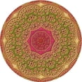 thumbnail image 1 of Ahgly Company Tapis Rond Lavable en Machine Intérieur Transitionnel Jaune, 5 Pieds Rond, 1 of 7