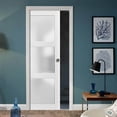 thumbnail image 2 of Panel Lite Pocket Door Frosted Glass | Lucia 2552 White Silk | Kit Trims Rail Hardware | Solid Wood Interior Pantry Kitchen Bedroom Sliding Closet Sturdy Doors, 2 of 5
