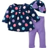 Gerber Newborn Baby Girl Microfleece Button Jacket, Pant & Hat 3pc Outfit Set