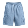 thumbnail image 6 of Delconic Men Lightweight Breathable Knit Cargo Casual Shorts Adjustable Drawstring Stretch Waist Solid Color Relax Fit Bottoms For Running Fishing Weekend Sports Beach Outfit Blue 4XL, 6 of 7