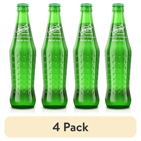 (4 pack) Sprite Lemon-Lime Caffeine Free Soda Pop Glass Bottle, 355 mL