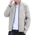 thumbnail image 2 of Mdesiwst Men Jacket Long Sleeve Pocket Zipper Solid Color Stand-up Collar Elastic Cuff Men Sunscreen Coat Men Clothes, 2 of 6