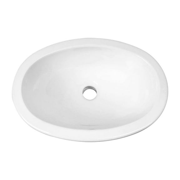 Wash Basin Drop In - 18 Inch White Bathroom Sink - No Faucet Holes - Overflow Included - Modern Design