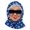 A 126#N 2#N, variant on Ski Balaclava, Smiling granny face with red polka-dot scarf print, One-Size Pull-On Mask with Wide Eye Opening