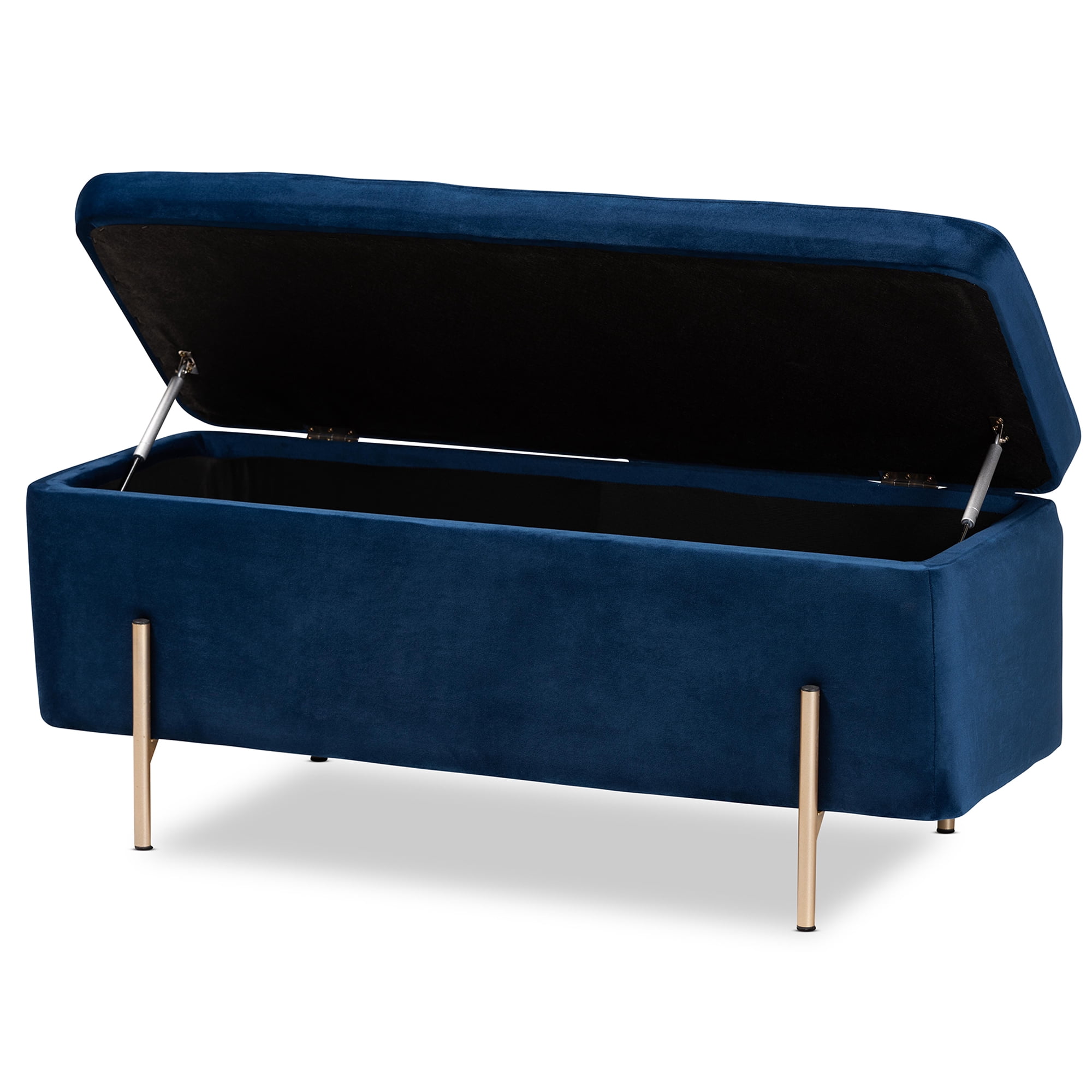 Baxton Studio Rockwell Upholstered & Storage Bench, Navy Blue