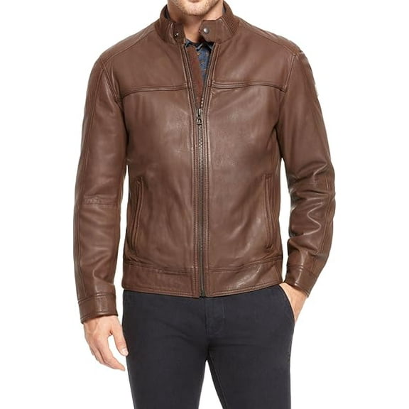 New Mens Leather Jacket Slim fit Biker Motorcycle Genuine lambskin jacket A672