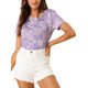 thumbnail image 1 of INSPIRAR CHIC Blusa de Cuello Redondo de Manga Corta con Estampado Floral para Mujeres XS Lavanda, 1 of 7