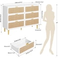 thumbnail image 3 of Bingirl Grande Commode Moderne Double en Rotin à 6 Tiroirs pour Chambre, avec Tiroirs Profonds, Commode pour Garde-Robe, Longue Commode en Bois à Dessus Grand pour Salon, Couloir et'Pièce, 3 of 8