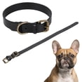 thumbnail image 1 of Elegante collar de cuero negro para perros con hebilla de metal bronceado para mascotas pequeñas y medianas, M, 1 of 8