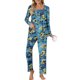 thumbnail image 5 of Puntoco Conjuntos de pijama cómodos para mujer Conjunto de pijama con camisa de manga larga y pantalones casuales con estampado de moda para mujer con bolsillos, 5 of 5