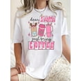 thumbnail image 1 of 1pc Women'S Casual Crew Neck T-Shirt with Geometric Coffee Cup Print - Polyester Knit Fabric, Medium Stretch, All-Season Comfort, Fashionable Short Sleeve Top for Holiday and Summer, 1 of 7
