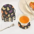 thumbnail image 3 of Yayeee 6 PCS Drink Coasters with Holder Set Woven Absorbent Round Tabletop Hot Pad, Purple Halloween Ghosts, 3 of 7