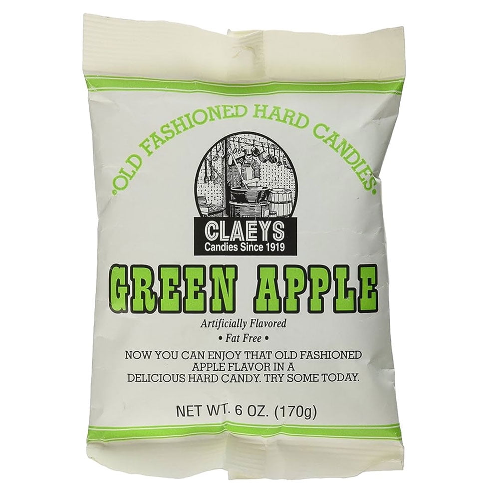 (5 pack) 1 Bag Claeys Green Apple Hard Candy Fat Free No Gluten Candies Natural Drops 6oz