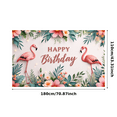 thumbnail image 2 of Tropical Theme Happy Birthday Banner Flamingo Birthday Party Decorative Backdrop for Birthday Celebration Event Decoration, 2 of 7