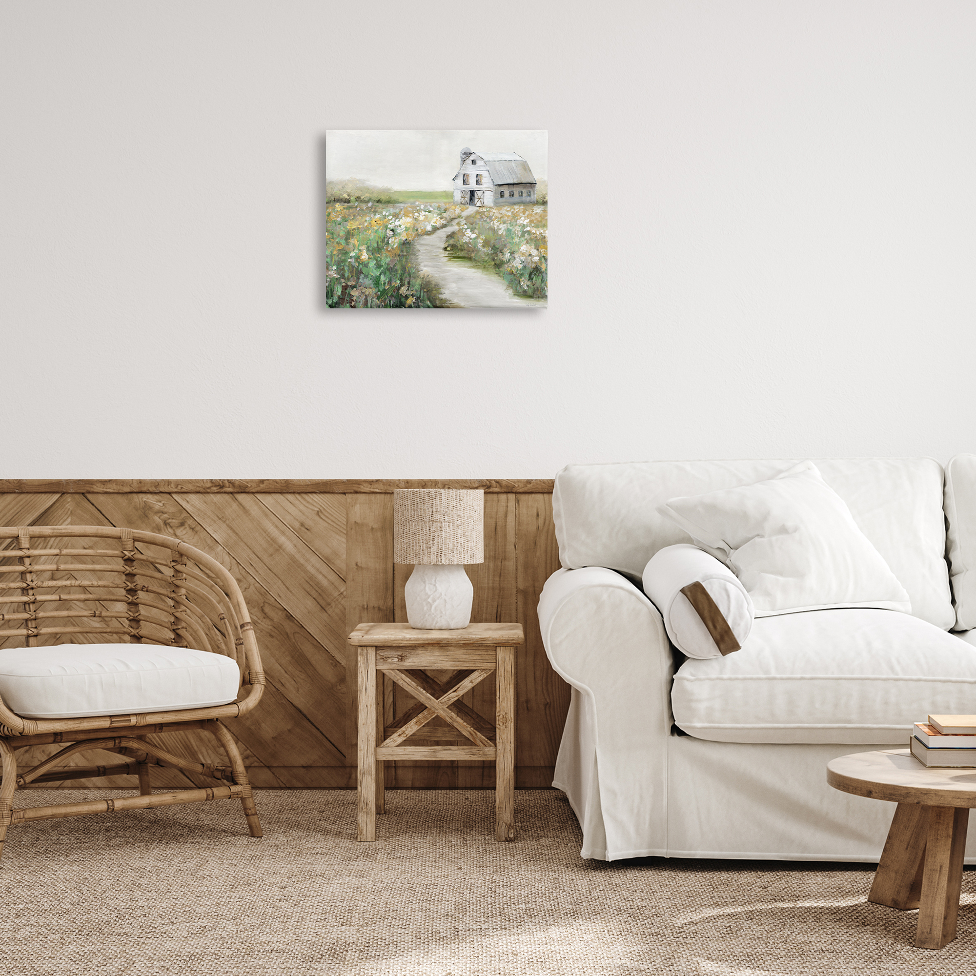 Stupell Industries Farmyard Path to Barn Landscape & Nature Painting Wrapped Canvas Art Print Wall Art, 20 x 16