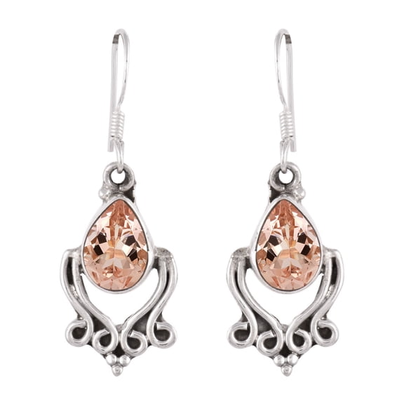 Vintage Inspired Morganite 925 Sterling Silver Love Women Valentines Day Gifts Engagement Earrings