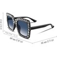thumbnail image 3 of 2 Pairs Women Sparkling Crystal Sunglasses Oversized Square Thick Frame B2283, 3 of 11