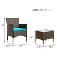 thumbnail image 7 of FDW Set of 3 Pieces Outdoor Patio Furniture Wicker Bistro Table Set for Yard,Blue Cushion, 7 of 7