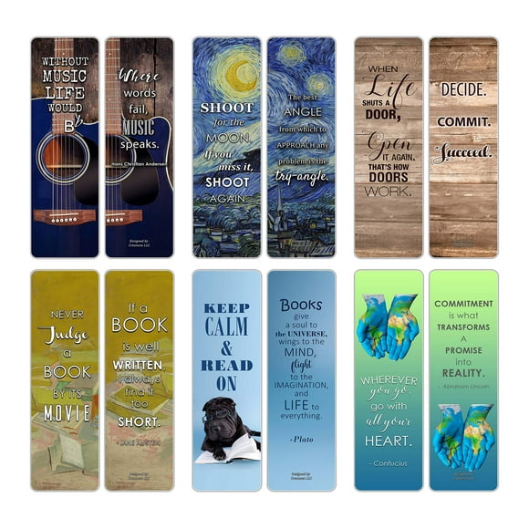 Creanoso Awesome Inspirational Bookmarks for Books (12-Pack) - Awesome Book Markers for Men, Women, Teens – Unique Assorted Bookmarks Designs – Premium Design Gifts for Bookworms – Wall Decal
