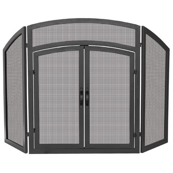 3 Fold Black Wrought Iron Arch Top w - Doors