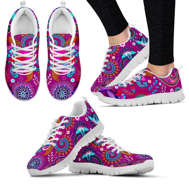 Bonitas zapatillas de deporte de malla con estampado bohemio para mujer, zapatos deportivos con cordones, zapatos planos transpirables para mujer, calzado suave