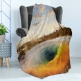 thumbnail image 4 of Yellowstone Soft Flannel Fleece Blanket, Morning Glory Pool in Yellowstone National Park Winter Scene Landmark Theme, Cozy Plush for Indoor and Outdoor Use, 70" x 90", Orange Brown, by Ambesonne, 4 of 5