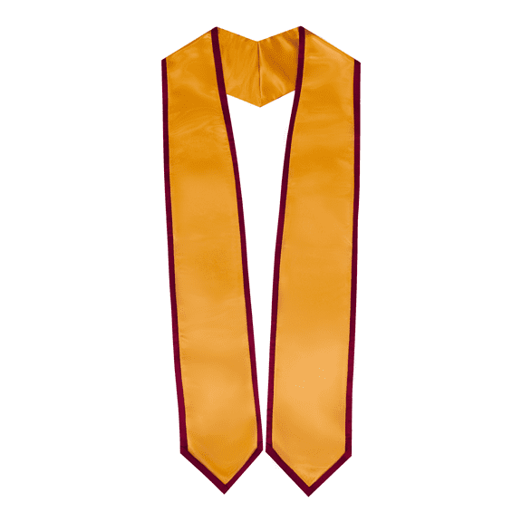 Honors Graduation Academic Stoles/Sashes with Classic End and Trim (Gold w/Maroon Trim) - Ages 6-40