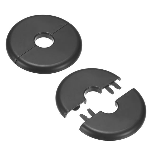 2-Pack Wall Split Flange, for 16mm OD Pipe ABS Escutcheon Plate Round Self-Adhesive Plumbing Cover Plates [Black]
