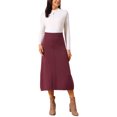 thumbnail image 2 of Women's Sweater Skirt High Waist Ribbed Knit A-Line Midi Skirts for Elegant and Casual Occasions L Wine Red, 2 of 6