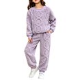 thumbnail image 3 of Girls' Clothing Sets 2 Piece Fuzzy Winter Warm Fleece Loose Flannel Cute Pullover Sweatshirt and Jogger Pant Pajamas Sweatsuit 5-14 Years, 3 of 6