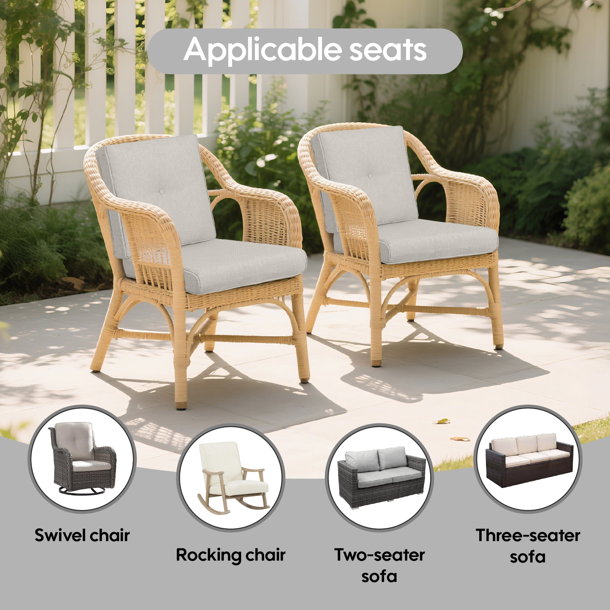 Only choice Patio Chair Cushion Deep Seat Patio Chair Cushion 22 x 24 x 4 Inch Set of 2,Outside High Back Cushion for Outdoor Glider Rocking Chairs Loveseat Couch (Beige)